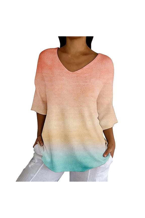 Shirts For Women 3/4 Sleeve Womens Graphic T Shirts Elbow Sleeve Tops Women Ladies Graphic T Shirts Cool T Shirts Womens Casual Tops Half Sleeve V Neck Tops For Women Fitted Tops For Women