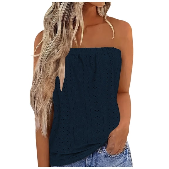 Shirts For Women Bandeau Top Breathable Sleeveless Summer Tops Stretch Tube Top Off Shoulder Top Casual Beach Strapless Top Backless Top Party Loose Backless Top Long Sleeve Shirts For Women