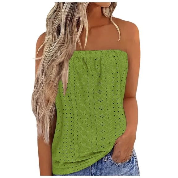 Shirts For Women Bandeau Top Women's Breathable Sleeveless Tops Stretch Tube Top Off Shoulder Top Casual Beach Strapless Top Backless Top Party Loose Backless Top Womens Tops
