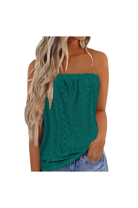 Shirts For Women Bandeau Top Women's Breathable Sleeveless Tops Stretch Tube Top Off Shoulder Top Casual Beach Strapless Top Backless Top Party Loose Backless Top Womens Tops