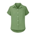 thumbnail image 1 of Shirts For Women Blouses Casual Tops Batwing Sleeve Pocket Patched Shirt Casual Work T Shirts Double Layer Wrinkled Fabric Long Sleeve Shirts For Women, 1 of 4