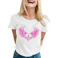 thumbnail image 1 of Shirts Women Breast Cancer Awareness T-Shirts 2025 Women's Short Sleeve Crew Neck Printed Elegant Tops with Lace, 1 of 3