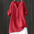 thumbnail image 1 of Shirts For Women Buttons V Neck Long Sleeve Tops Trendy Dressy Blouses Casual Loose Comfy Tunic Clothes Summer Sports Women Space Pack Burnout Tee Shirts Athletic V Neck Shirts Women Womens Long, 1 of 3