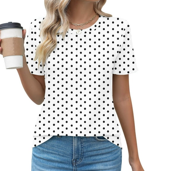 Shirts for Women Casual Blouses Women Casual Summer Tee Womens Women Tshirts Trendy Fitted Tees for Woman Women's Round Neck Fashionable Casual Short Sleeved Spring Summer Shirt Blouse