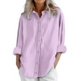 thumbnail image 1 of Shirts for Women! Comdrip Womens Daily Casual Linen Shirts Casual Blouses Loose Fit Shirt Blouses Tops with Pockets Oversized Button Down Shirts for Women Pink 3XL, 1 of 6