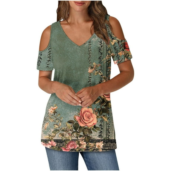 Shirts for Women Dressy Casual Womens Tops Blouses Casual Shirts for Women Graphic Tees Y2k Women Short Sleeve V Neck T Shirt Women Summer Shirts Cotton