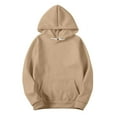 thumbnail image 1 of Shirts for Women Dressy Casual Plus Size Winter Slim Fitted Hooded Long-sleeved Bell Cold Shoulder with Pocket Plain Elegant Cotton Hoodie Sweatshirt(Khaki,XXXXXL), 1 of 5
