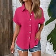 thumbnail image 1 of Shirts for Women Dressy Casual Work Blouses Short Sleeve Button Down Shirts Summer Fashion Tunic Tops Vacation Loose Fit Tshirts Reorder Items Bought By Me Previous Orders Online That I Ordered, 1 of 7