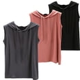 thumbnail image 1 of Shirts for Women Hooded Loose Pullover Vest 3 Piece Set Summer Thin Sleeveless Bottom Shirt Versatile Casual Activewear 2Xl Size Spring Summer Womens Tops, 1 of 5