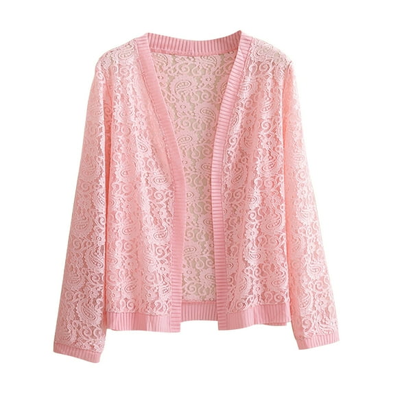Shirts for Women Lightweight Solid Color Beach Lace Side Open Front Casual Thin Cover Up Cardigan Nylon Spandex for Holiday Beach Wear 2Xl Size Spring Summer Womens Tops