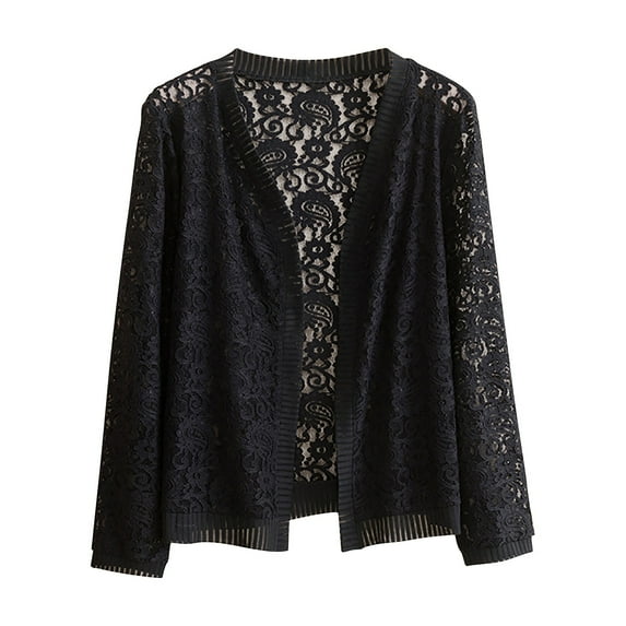 Shirts for Women Lightweight Solid Color Beach Lace Side Open Front Casual Thin Cover Up Cardigan Nylon Spandex for Holiday Beach Wear 2Xl Size Spring Summer Womens Tops