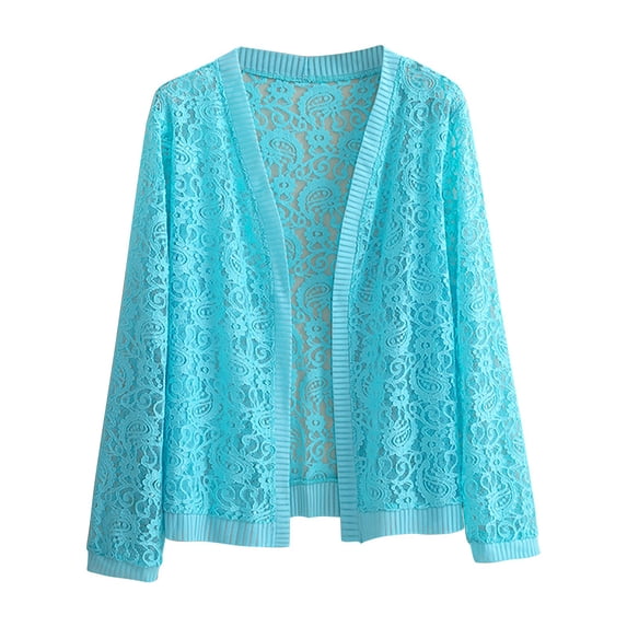 Shirts for Women Lightweight Solid Color Beach Lace Side Open Front Casual Thin Cover Up Cardigan Nylon Spandex for Holiday Beach Wear 2Xl Size Spring Summer Womens Tops