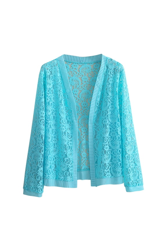 Shirts for Women Lightweight Solid Color Beach Lace Side Open Front Casual Thin Cover Up Cardigan Nylon Spandex for Holiday Beach Wear Xl Size Spring Summer Womens Tops