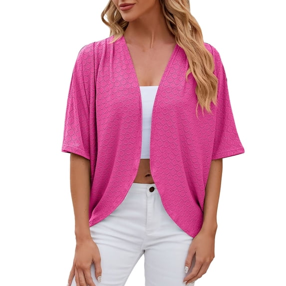 Shirts for Women Mid Sleeve Solid Color Casual Loose T Shirt Top Polyester Spandex Blend Soft Breathable for Spring Summer Daily Wear L Size Spring Summer Womens Tops