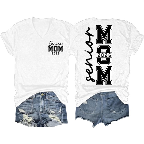 Shirts for Women Senior Mom Graduation Graphic Tees V Neck Short Sleeve Loose Fit Lightweight Soft Breathable Letter Printed Casual Summer Tops Xl Size Spring Summer Womens Tops