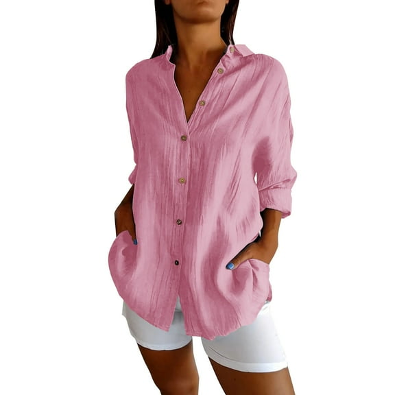 Shirts For Women Single Breasted Pleated Lapel Shirt Independent Station Explosion Solid Color European And American Sleeve Top Long Sleeve Shirts For Women