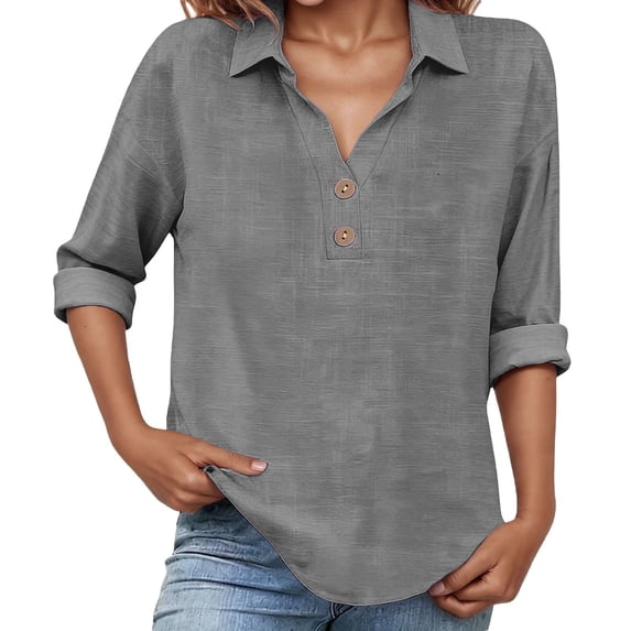 Shirts for Women Trendy Casual Tops for Women Casual Short Sleeve Linen Blend Shirt Breathable Button Down Top With Turn Down Collar for Everyday Comfort