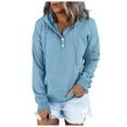 thumbnail image 1 of Shirts for Women Trendy Fall Winter Comfy Hooded Long-sleeved Kimono Drop Shoulder Hoody Solid Color Leisure Cotton Hoodies Sweatshirts(Light Blue,XXL), 1 of 5