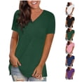 thumbnail image 1 of 2026 Active Short Sleeve V-Neck Shirts for Women Vmvidoty Women's Core Cute Fit Summer Casual Tee Tops Womens T Shirts Army Green M, 1 of 5