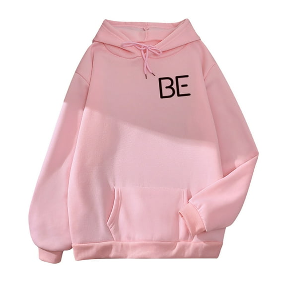 Shirts Y2k Women Fall Loose Fit Hooded Long Sleeve Puff One Shoulder Drawstring Graphic Leisure Polyester Hoodies Sweatshirts(Pink,S)