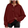 thumbnail image 1 of Shirts Y2k Women Winter Relaxed Fit Hooded Long-sleeved Mitten-Cuff One Shoulder Drawstring Solid Color Leisure Polyester Sweatshirts Hoodies(Red,XXL), 1 of 5