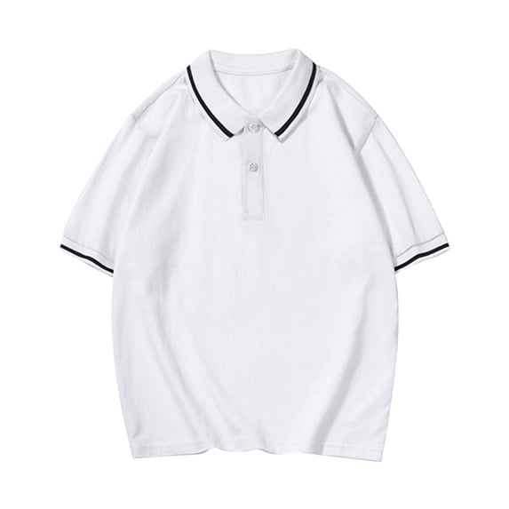 Shirts for Boys 14-16 Short Sleeve Polo Shirt Button Closure Solid Color Uniform Summer Top,12-13 Years,X4-White