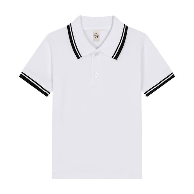 Shirts for Boys 14-16 Short Sleeve Polo Shirt Button Closure Solid Color Uniform Summer Top,3-4 Years,X1-Black