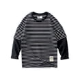thumbnail image 1 of Shirts for Boys 5T Kids Toddler Boys Girls Striped Sweatshirt Pullover Crew Neck Long Sleeve Activewear Tops Cotton T Shirts Black, 9-10 Years, 1 of 4
