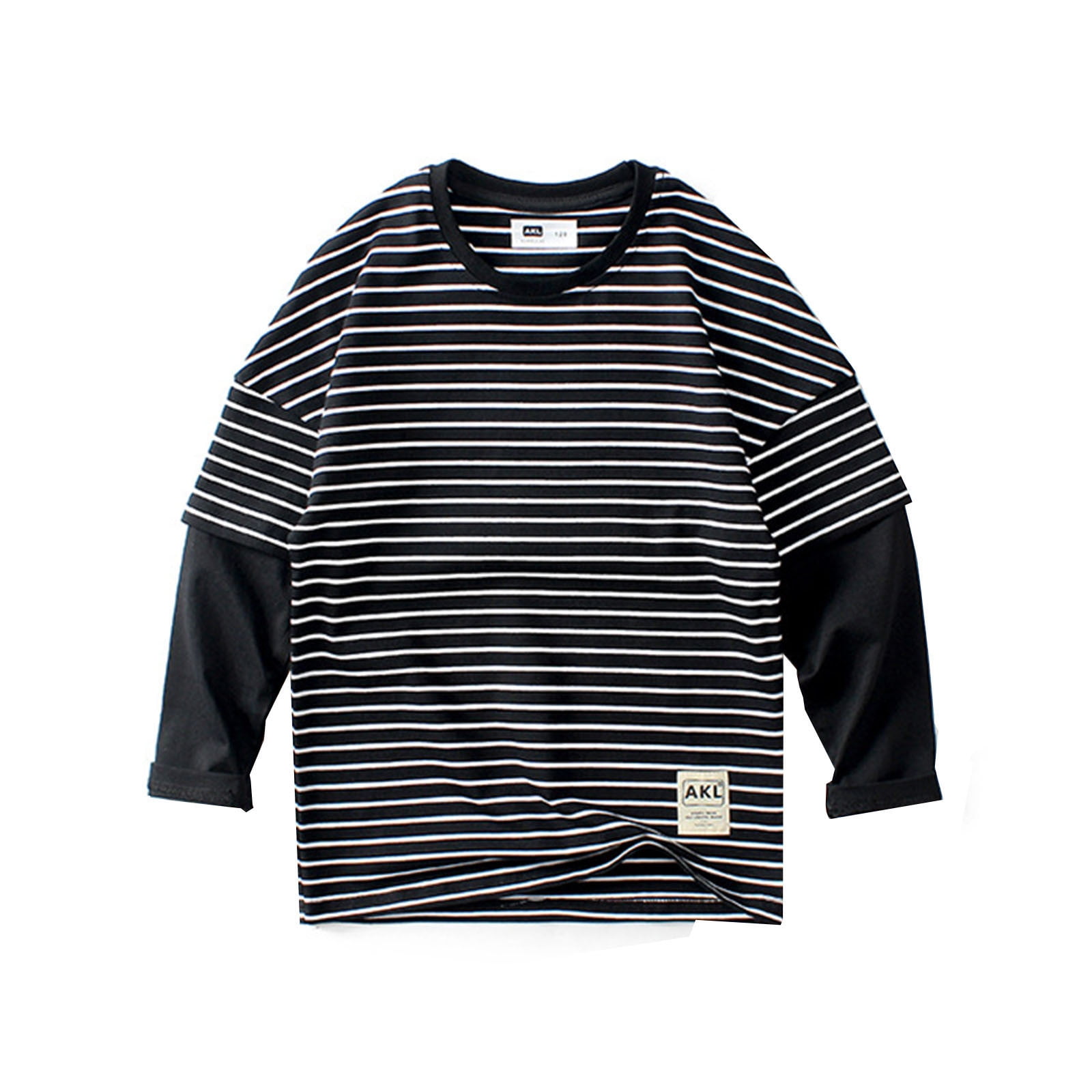 Shirts for Boys Boy's Girls Striped Pullover Crew Neck Long Sleeve