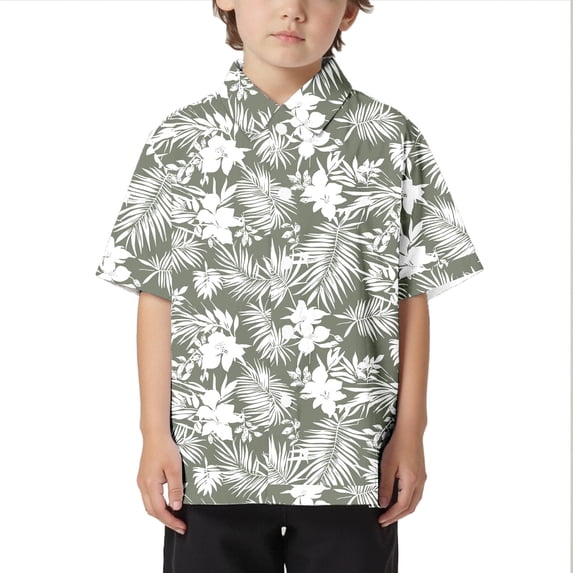 Shirts for Boys Children Beach Leisure Loose Collar Button Open Short Sleeve Tops Casual