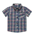 thumbnail image 1 of Shirts for Boys Toddler Lapel Short Sleeve Fashion Plaid Printing Coat Outwear Top 12 Months-18 Months, 1 of 3