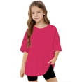 thumbnail image 1 of Shirts for Girls 10-12 Crew Neck Kids Shirt Cute Short Sleeve Tops for Teen Girls Solid Color Tops Girls Tops Size 8 New & Trending, 1 of 8