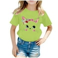 thumbnail image 1 of Shirts for Girls 10-12 Years Short Sleeve T-Shirt Preppy Clothes Cute Cat Shirt Summer Casual Loose Soft T Shirt Tops Light Green, 1 of 5
