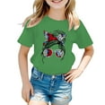 thumbnail image 1 of Shirts for Girls 14-16 Girls Cute Graphic Print Round Neck Short Sleeve Tee Summer Casual T Shirt Z10-Green, 110, 1 of 4