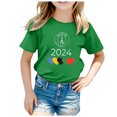 thumbnail image 1 of Shirts for Girls 14-16 Girls Cute Graphic Print Round Neck Short Sleeve Tee Summer Casual T Shirt Z4-Green, 140, 1 of 4