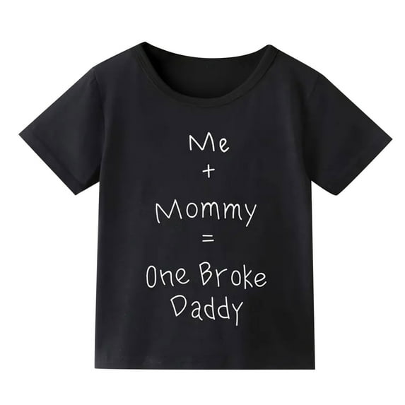 Shirts for Girls 5T Kids Toddler Baby Unisex Spring Summer Letter Print Cotton Short Sleeve Tshirt Clothes Black, 3-4 Years