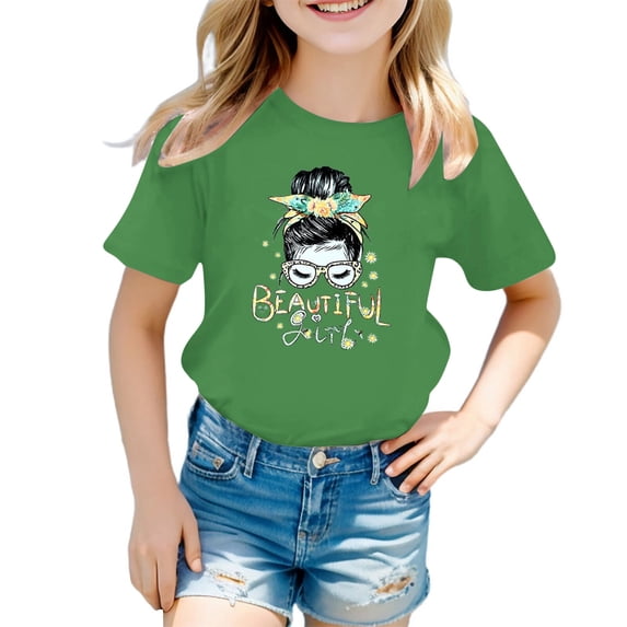 Shirts for Girls 5T Toddler Boys Girls Prints Short Sleeve Cat Prints T Shirt Tops Clothes Z3-GN1, 7-8 Years