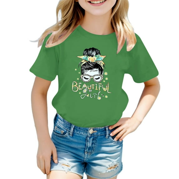 Shirts for Girls 5T Toddler Boys Girls Prints Short Sleeve Cat Prints T Shirt Tops Clothes Z3-GN1, 9-10 Years