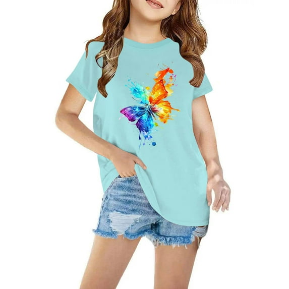Shirts for Girls 7-8 Girls Crewneck T-Shirt Short Sleeve Tees for Teens Girl Print Shirts Blouse for Girls 10-12 items ordered by me