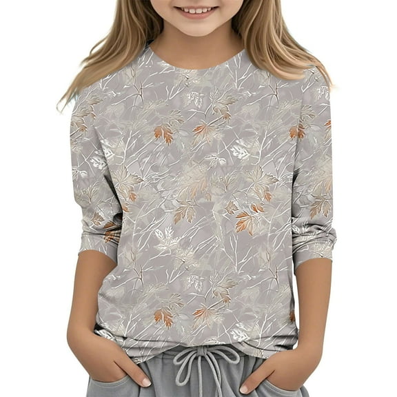 Shirts for Girls 7-8 Round Neck Tops for Teen Girls Girls 3/4 Sleeve Shirt Print Shirt for Kids Girls Blouses Size 8-10