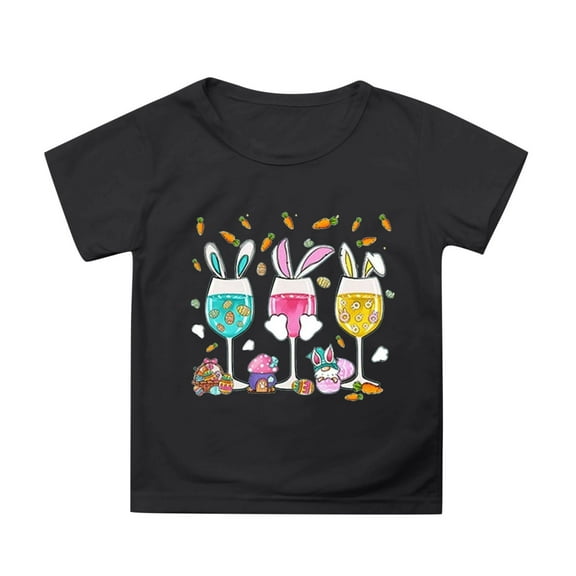 Shirts for Girls 8-10 Kids Cute Bunny Rabbit Print T Shirts Easter Gifts Egg Easter Day Gift Summer Spring Easter Outfits,X3-Black,12-13 Years