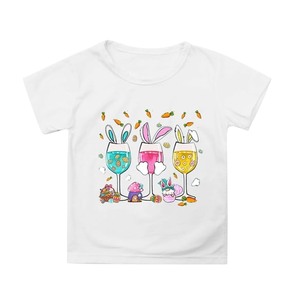 Shirts for Girls 8-10 Kids Cute Bunny Rabbit Print T Shirts Easter Gifts Egg Easter Day Gift Summer Spring Easter Outfits,X3-White,6-7 Years