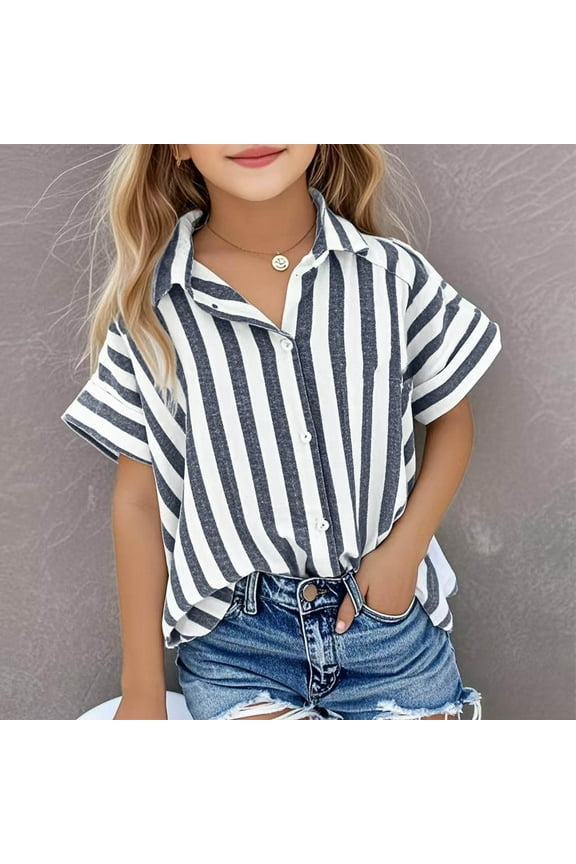 Shirts for Girls 9-10 Crew Neck Tshirts for Teen Girl Short Sleeve Shirts for Girls 14-16 Kids Striped Shirt Boys Girls Tops Size 8 Get it Fast