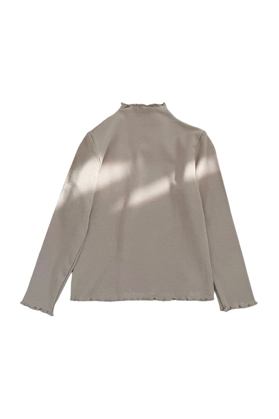 Shirts for Girls Beige Long Sleeve Shirt Girls Basic Crewneck Cotton Kids Sweatshirt Girl Tops 3-4 Years