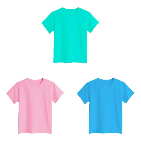 Shirts for Girls Comfortable Round Neck Plain Short Sleeve Girls T-shirts 3 Pack