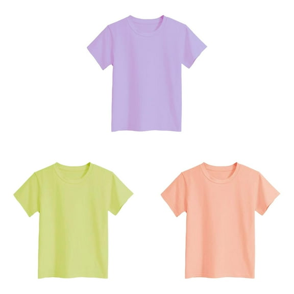 Shirts for Girls Comfortable Round Neck Plain Short Sleeve Girls T-shirts 3 Pack