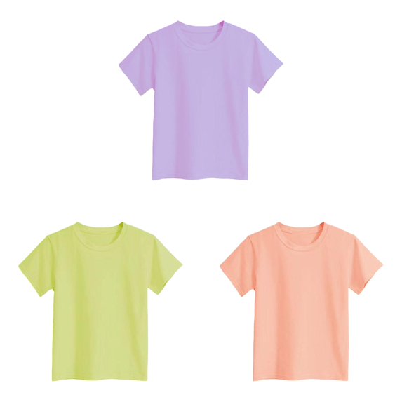 Shirts for Girls Comfortable Round Neck Plain Short Sleeve Girls T-shirts 3 Pack