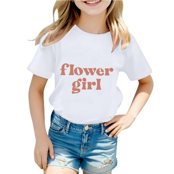 Shirts for Girls Cotton T-Shirts Children's Fashionable Casual Letter Round Neck Short Sleeved T Shirt Top