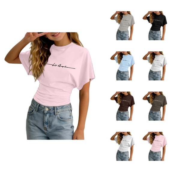 Shirts for Girls Graphic Tee Short Sleeve Crew Neck Summer Y2K Streetwear Going Out Tops (3-14Y)