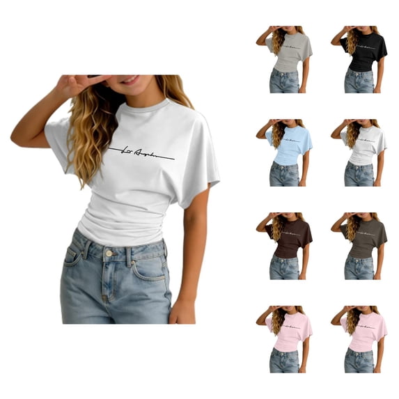 Shirts for Girls Graphic Tee Short Sleeve Crew Neck Summer Y2K Streetwear Going Out Tops (3-14Y)
